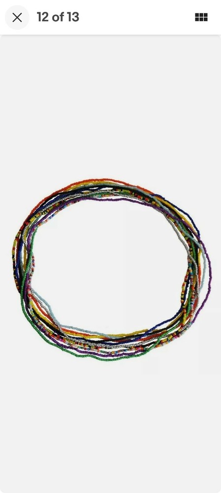 Multi-colored stretchy elastic waist beads, one size, 8pcs