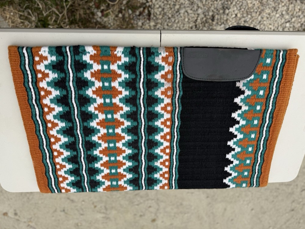 Western Show Saddle Pad Orange Teal