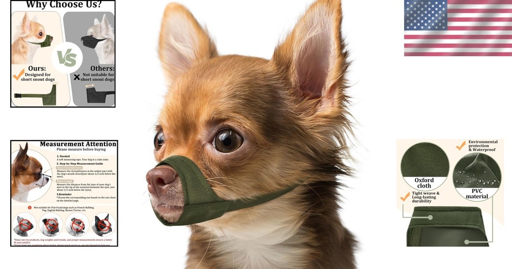 Comfortable Anti-Biting Muzzle for Small Dogs - Short Snout Fit, Durable Design
