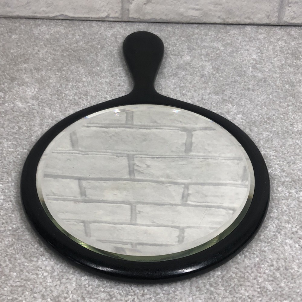 Vintage Solid Real Ebony Wood Hand Mirror Dressing Table Vanity mirror