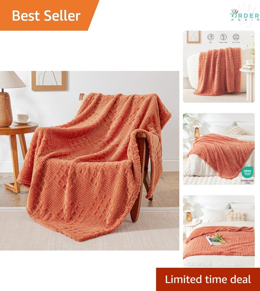 Fleece Throw Blanket Flannel 50x60 Waffle Patchwork Jacquard Cozy Soft