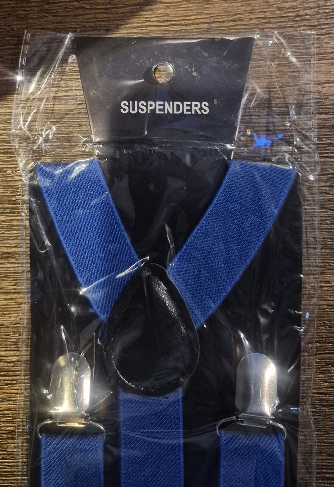 Blue Nylon Suspenders