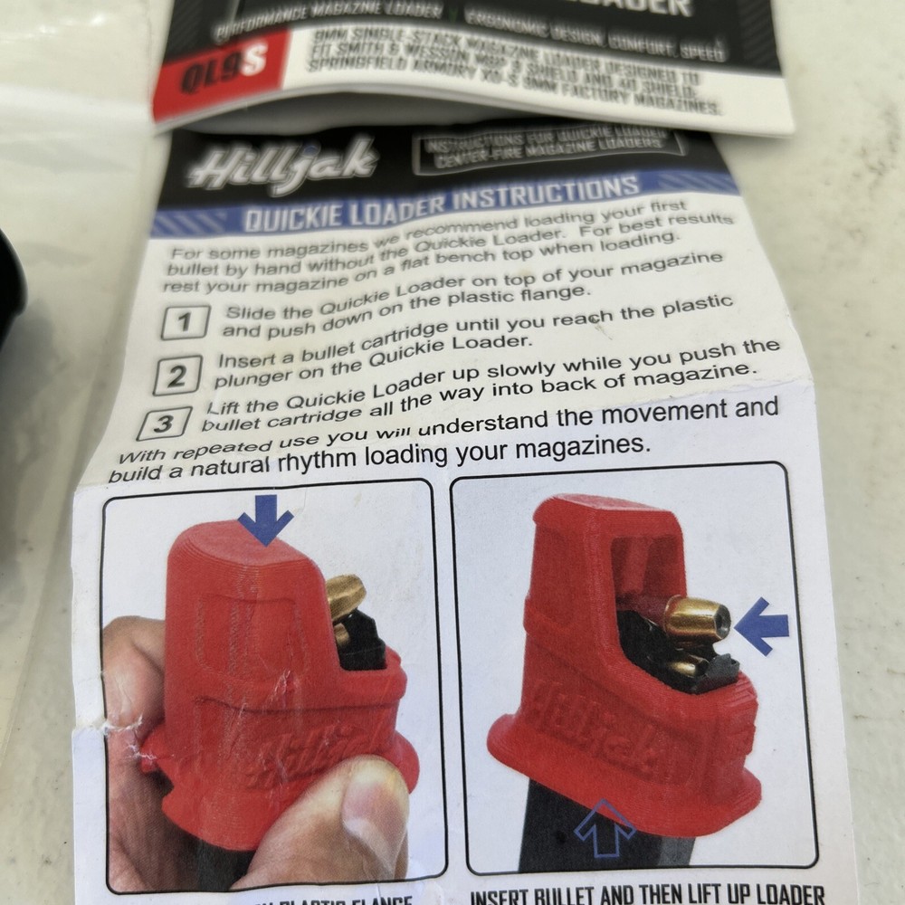 Hilljack Quickie Loader QL9S- 9 mm single stack magazine loader, Smith & Wesson