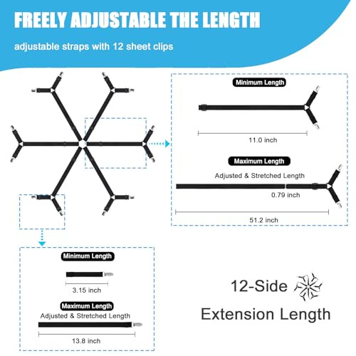 Bed Sheet Holder Straps, Adjustable Elastic Fitted Sheet Strap Tablecloth Clip