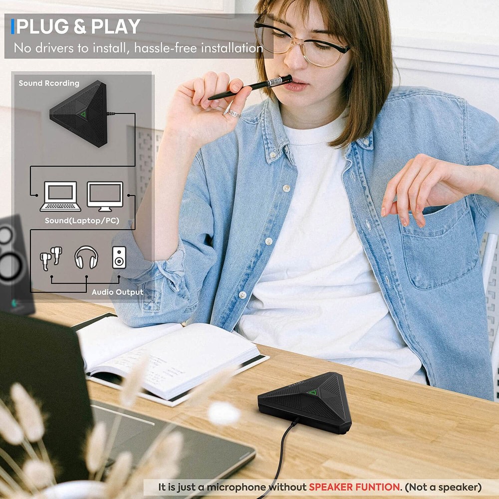 Conference USB Omnidirectional Microphone w/ Mute for PC/Mac US