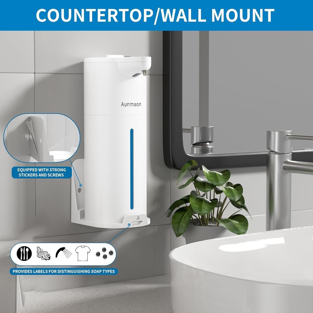 Versatile Automatic Soap Dispenser - Clog-Free, Matte White for Kitchen & Bath