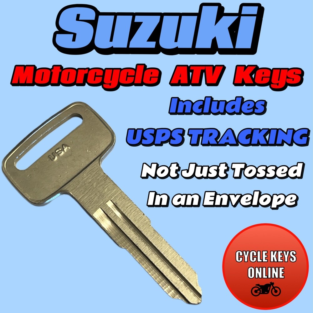Suzuki Motorcycle ATV keys Cut to Code spare key codes E59610-E69097