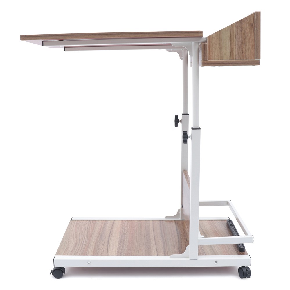 Adjustable Height Laptop Desk Rolling Bedside Table Computer Over Bed Standing
