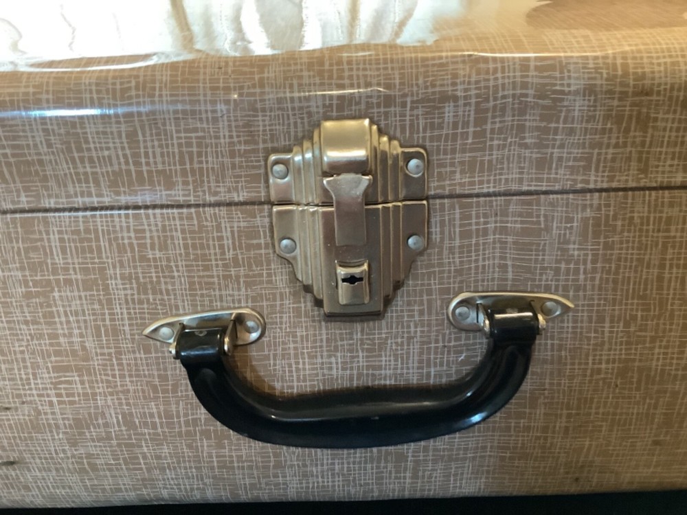 Vintage Lightweight Metal Trunk Silver Hardware