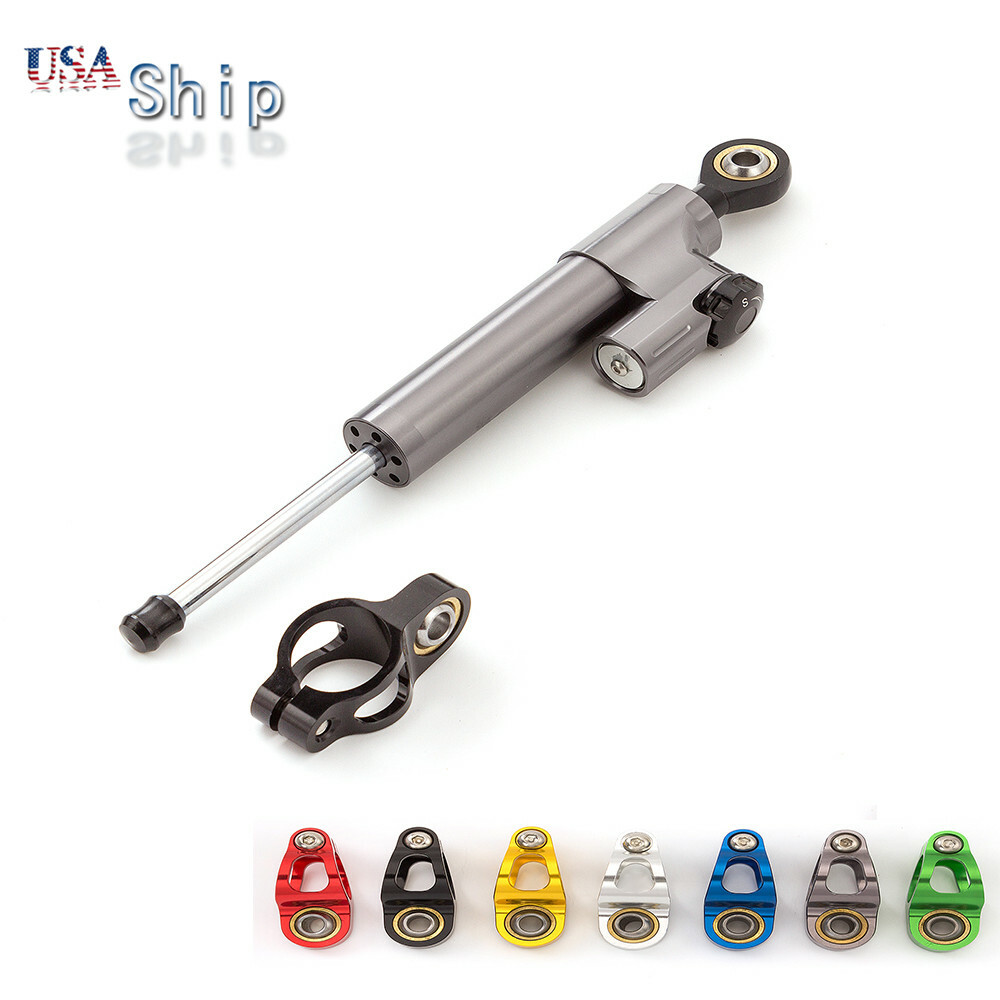 CNC Steering Damper Motorcycle Stabilizer Linear Safety Control Gray&Black