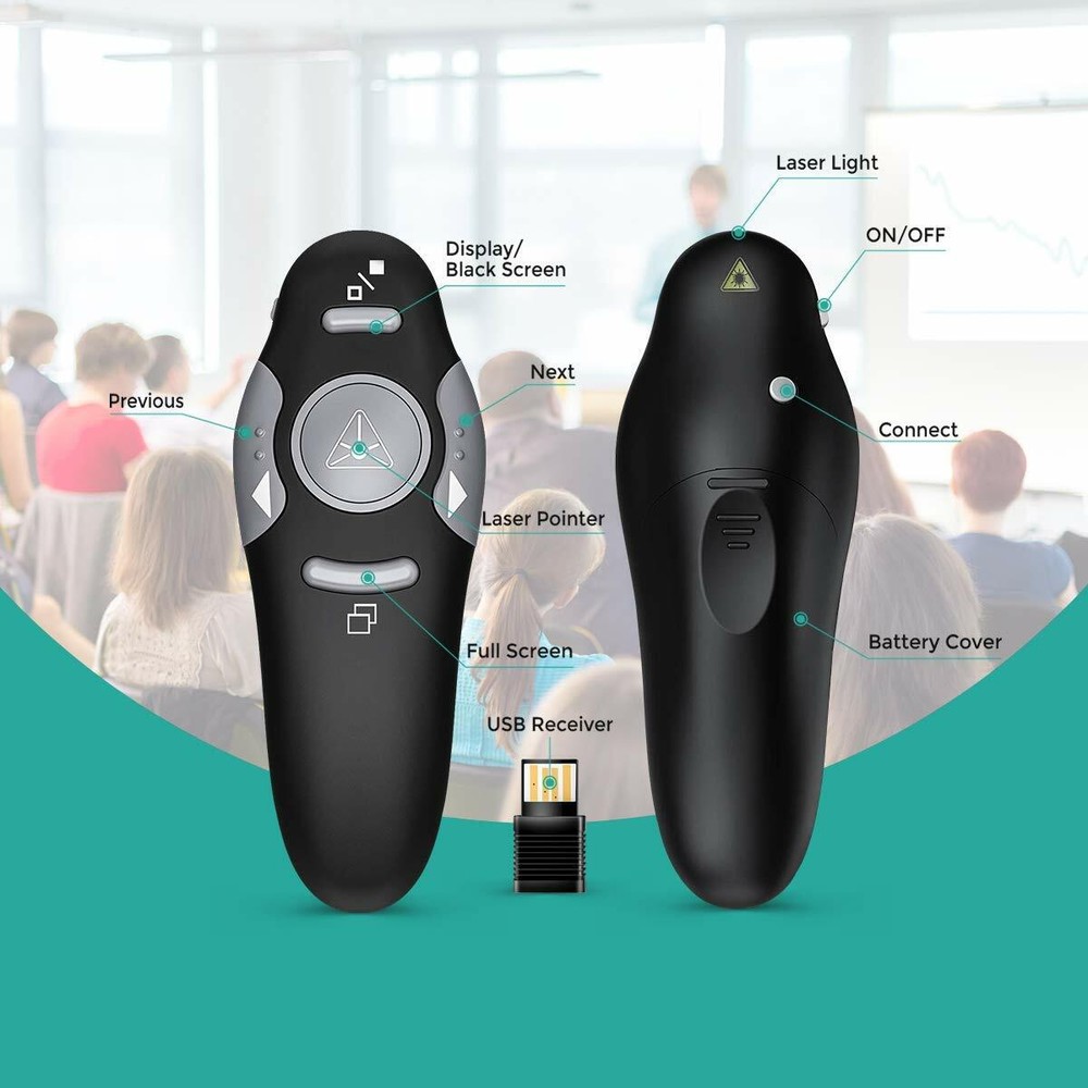 Laser Pointer Remote Control with USB, Supports Mac, Android iOS