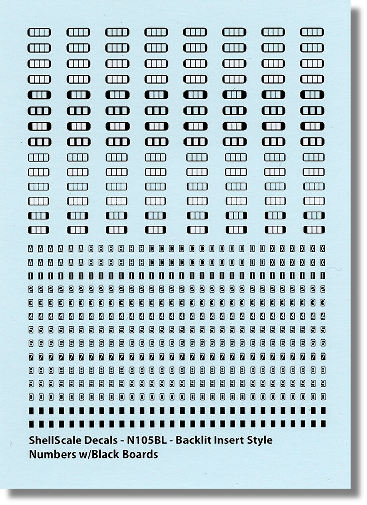 N105BL - EMD/GE Insert Style Backlit Number Board Decals - ShellScale Decals