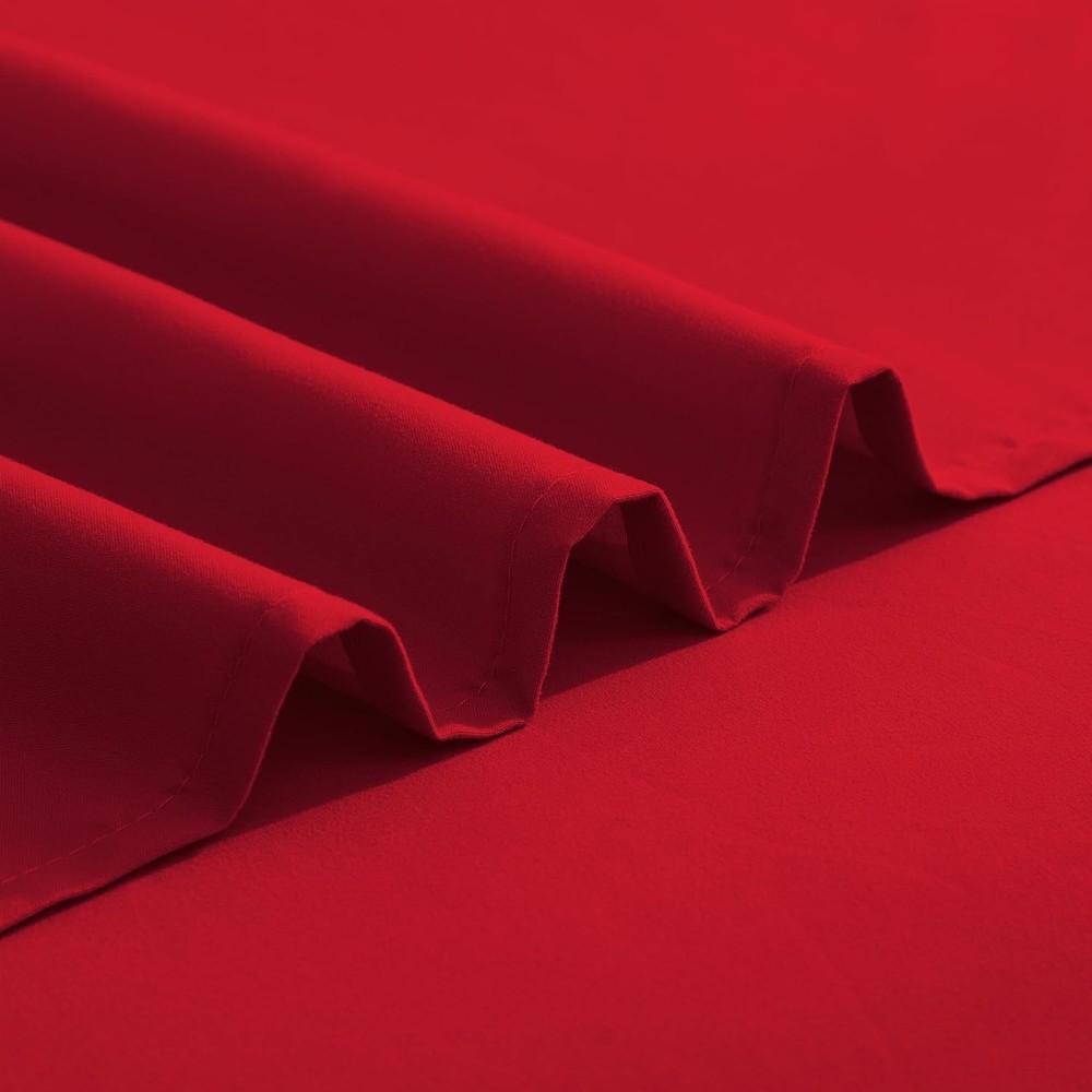 Four-Piece Red Microfiber Sheet Set - Embroidered, Wrinkle Resistant