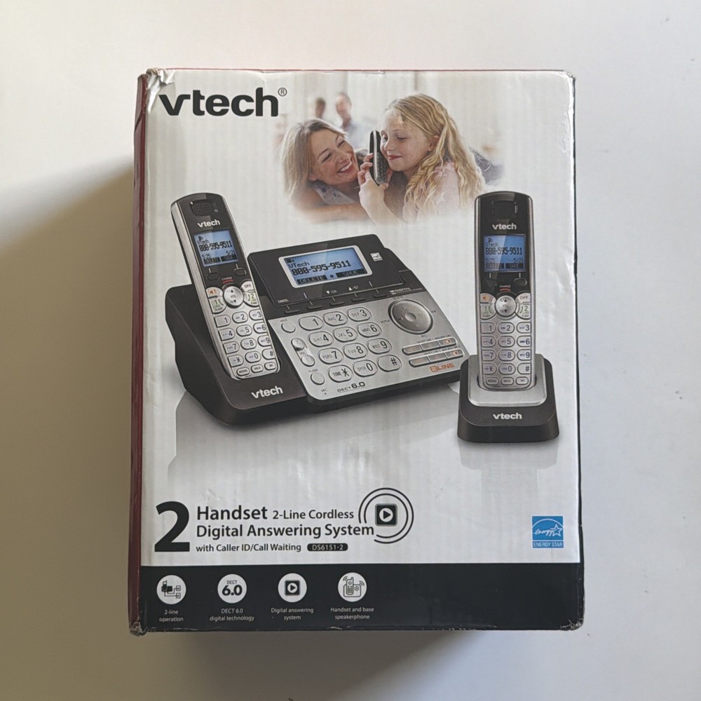 VTech 2-Line Cordless Phone System with Answering Machine & Mailbox 2 Handsets