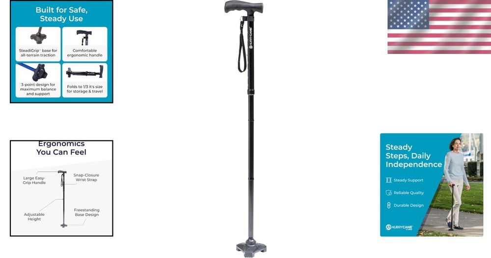 Foldable Walking Cane with T Handle