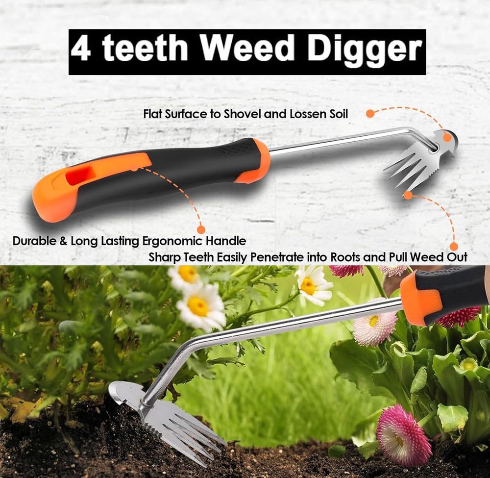 2025 Hand Weeder Tool, Rubber Handle Manual Weeder Puller Tool, Uprooting Wee...
