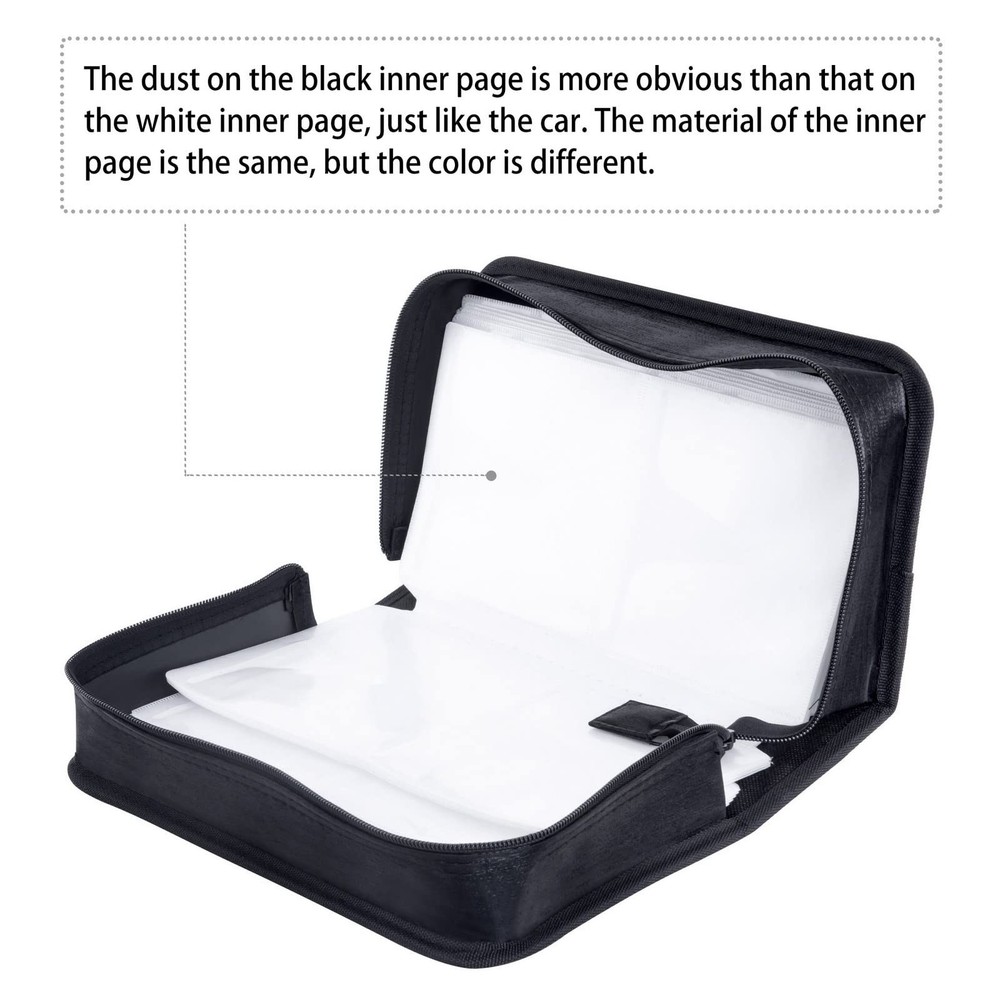 Siveit DVD Case, 128 Capacity CD/DVD Case Wallet Binder White binder, Black
