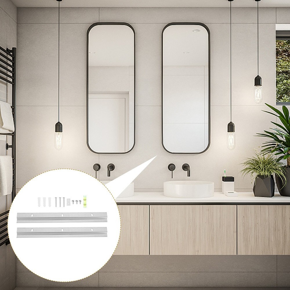 2 Sets Wall Mounting Interlocking Brackets Picture Hooks for Rail