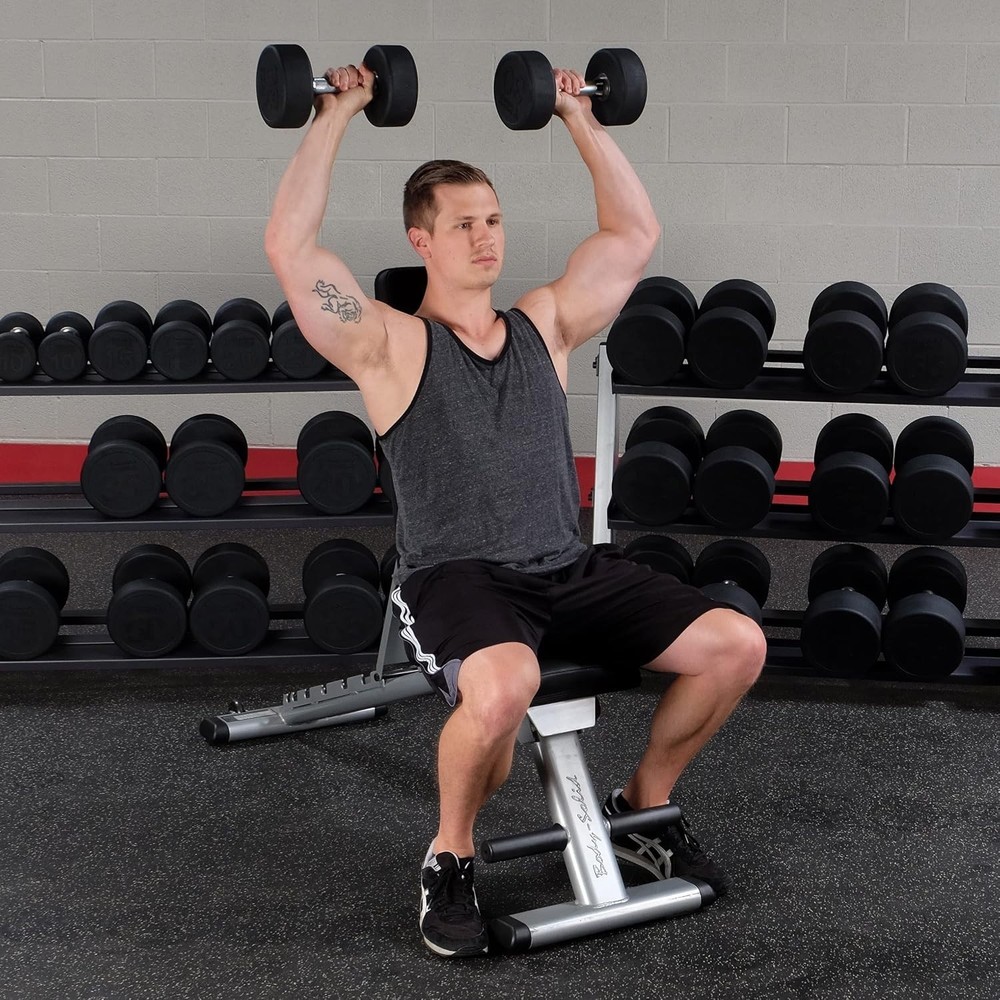 Body-Solid Premium Rubber-Coated Cast Iron Dumbbells with Solid Steel Handles