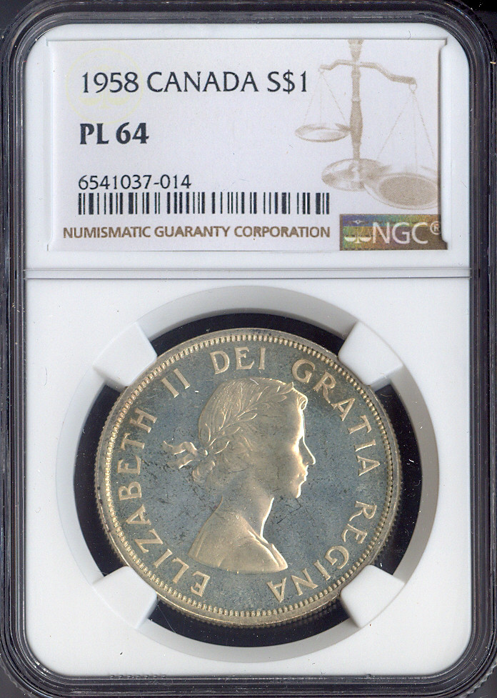 1958 Silver Canada Dollar NGC PL64 - Quality