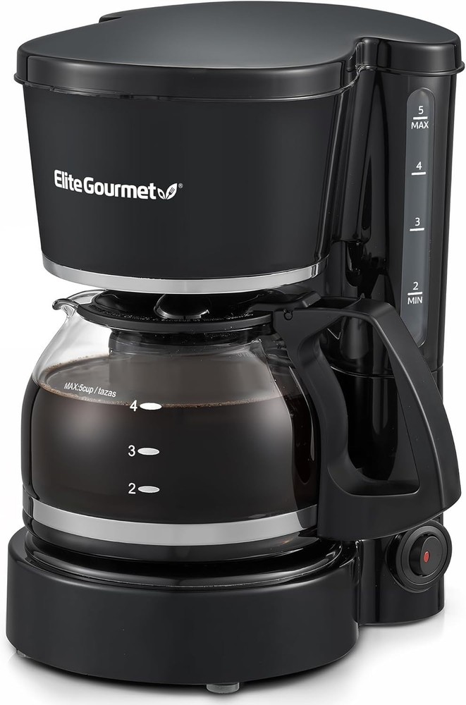Compact 5-Cup Brew & Drip Coffee Maker with Reusable Filter and Water Indicator