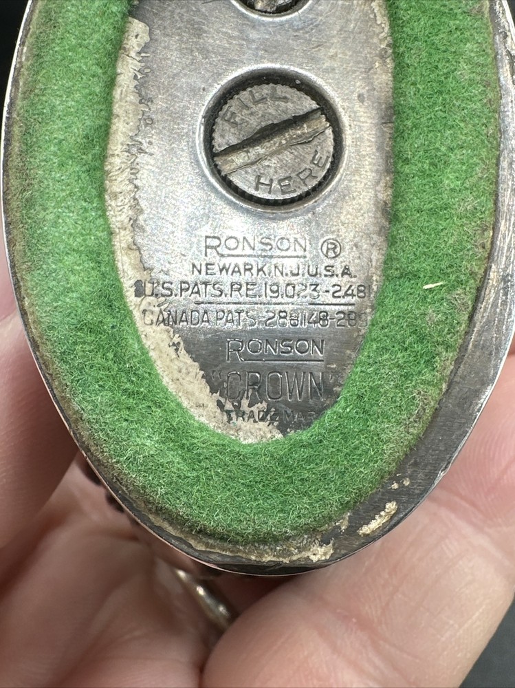 Vintage Silver Ronson Crown Table Lighter ~ Untested ~ Needs Cleaning