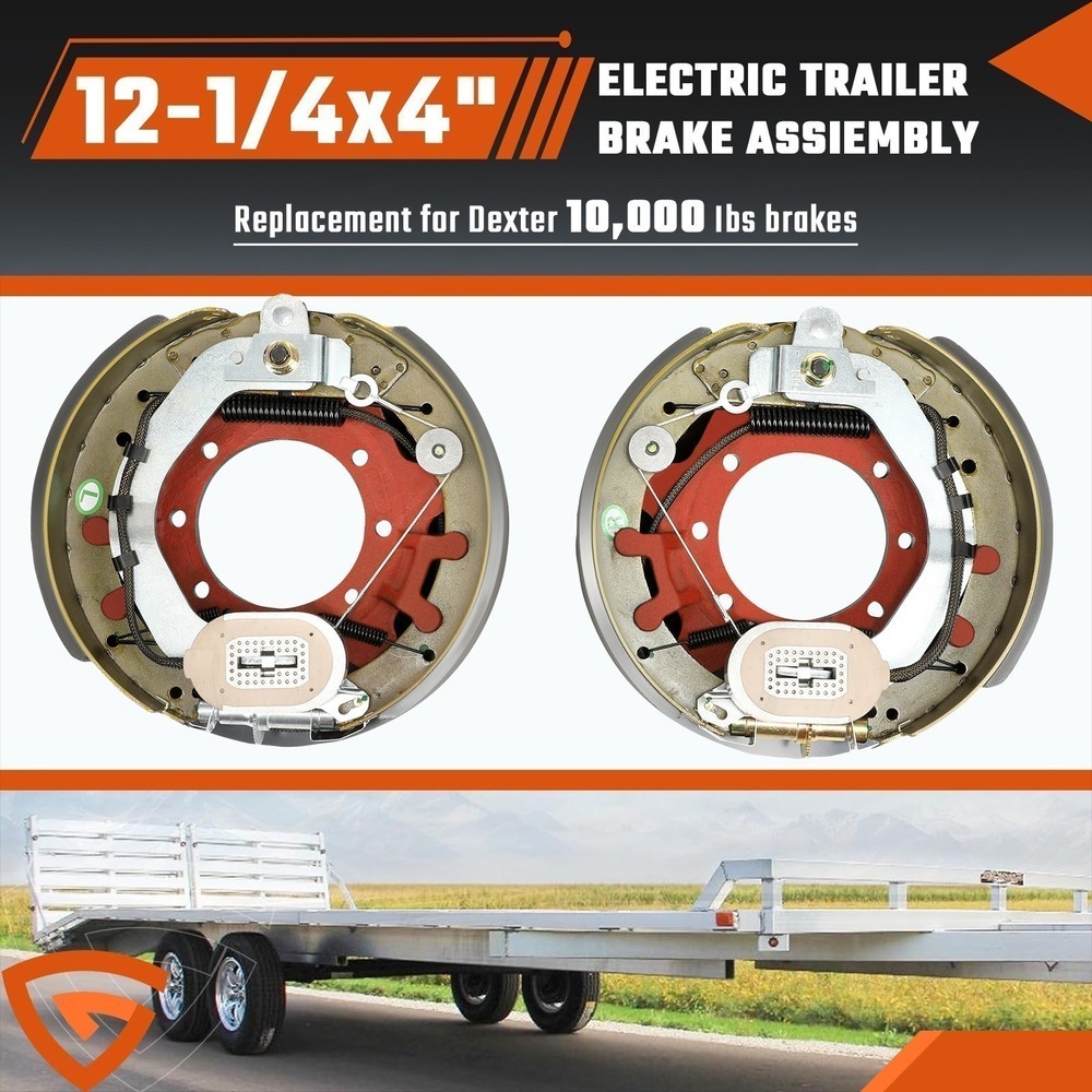 2pcs 12-1/4x4" 10K HD Electric Backing Plate 10000 Trailer Brake Fits Dexter US