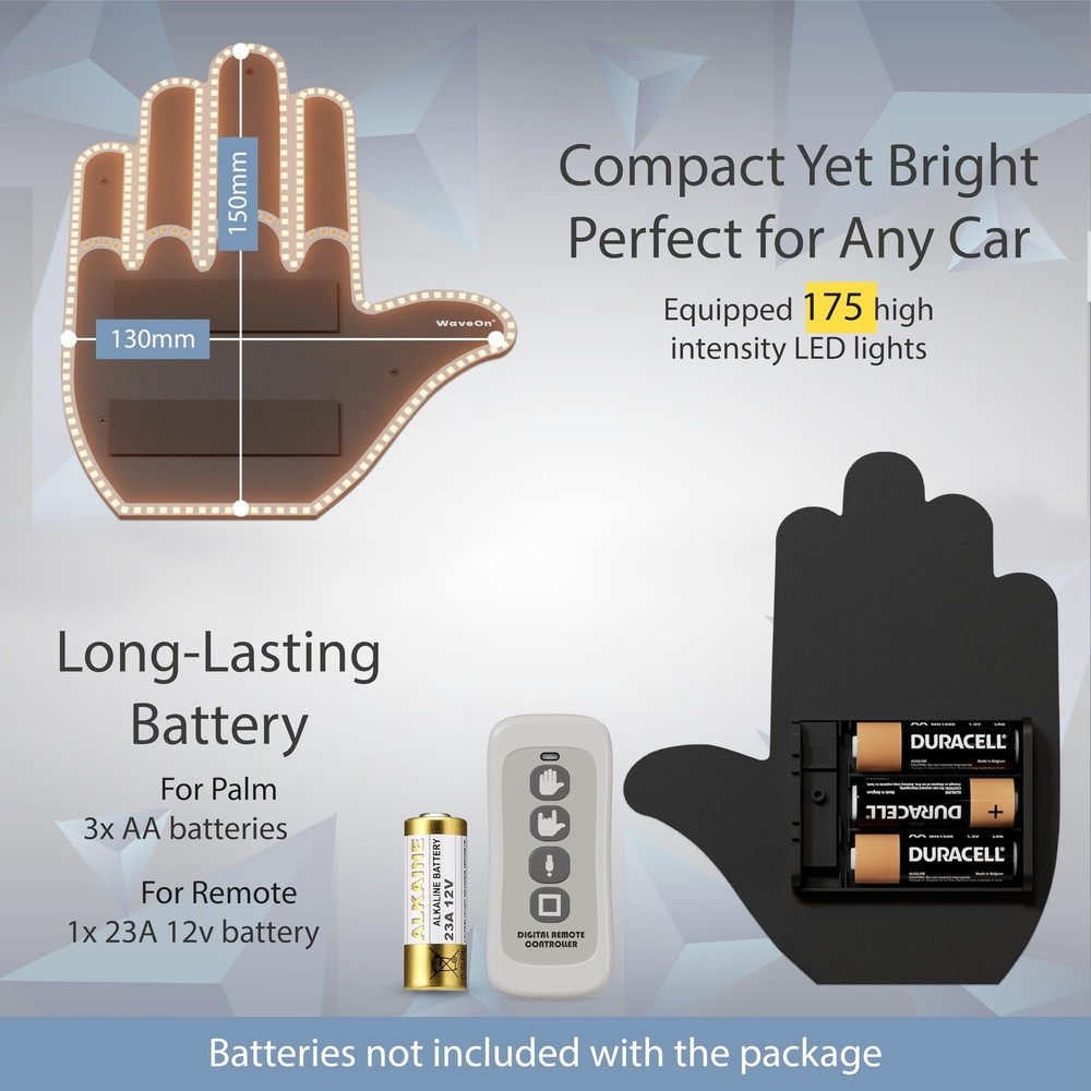 WaveOn Pro 3 New Gestures Fun Finger Car Light with Remote | Gloges... Fast Ship