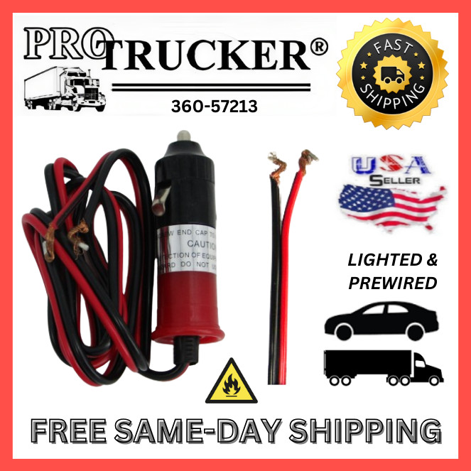 ProTrucker 12 Volt Lighter/Cigarette Plug Lighted & Prewired Power for Truck Car