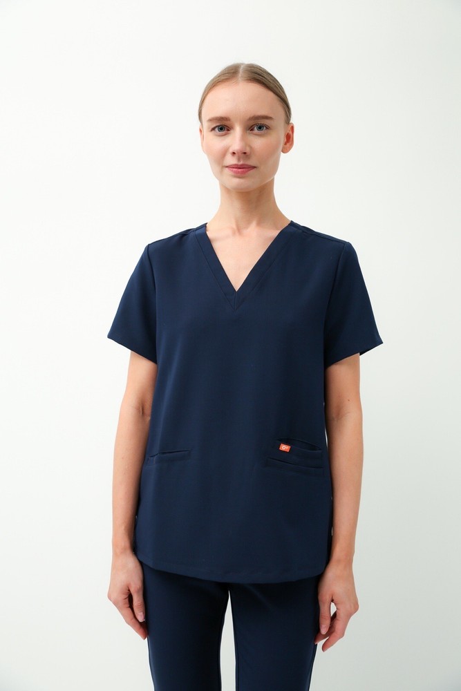 OPLUS - Navy V-Neck Relax Scrub Top