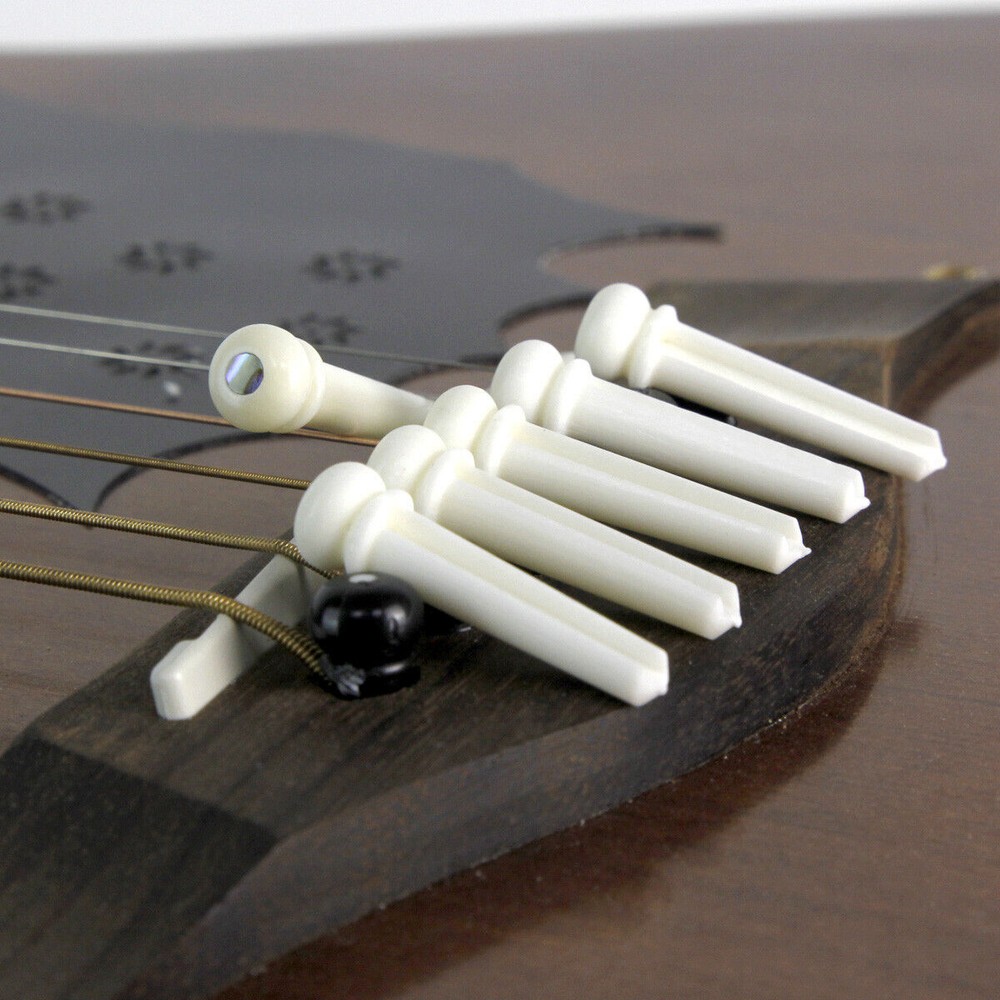 6PCS Cattle Bone Bridge String Pin Post with Abalone Dot for Acoustic Guitar