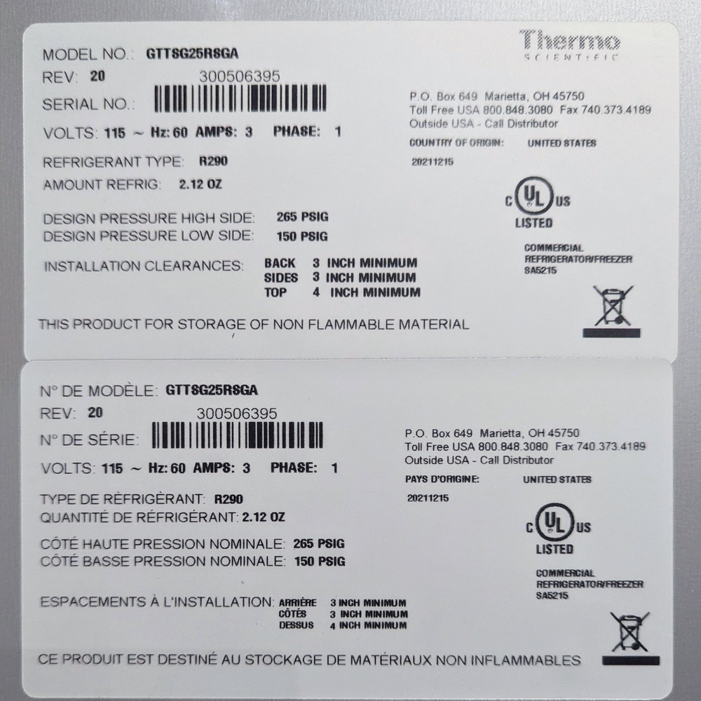 Thermo Scientific GTTSG25RSGA General Purpose Laboratory Refrigerator