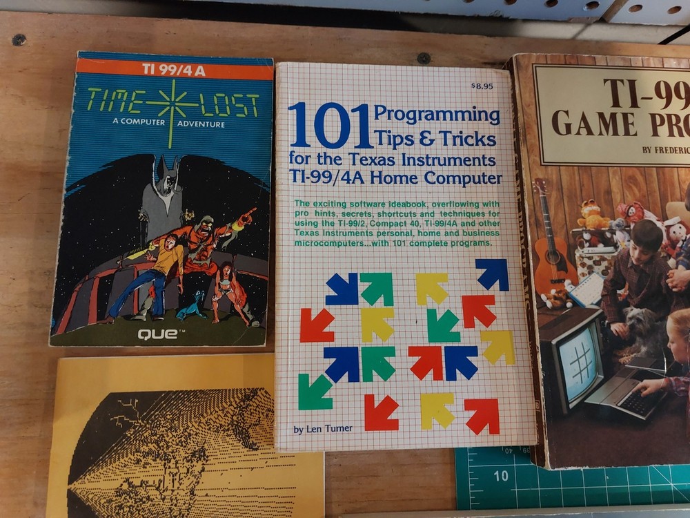 TI-99/4A Vintage Book Lot Basic Programs TI Bitmac ESC Time Lost 101 Tips Game
