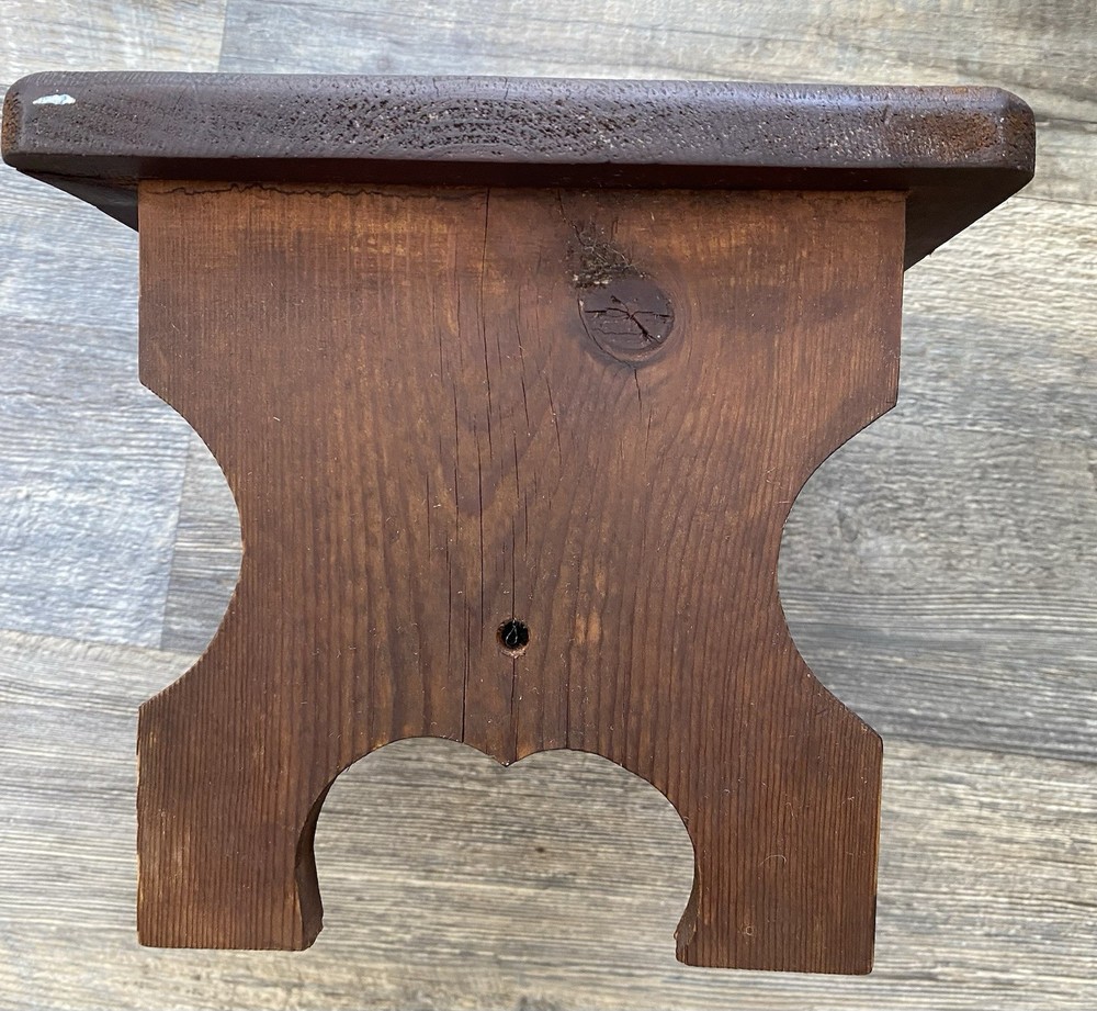 Vtg Solid Wood Footstool 8 1/2” X 11”