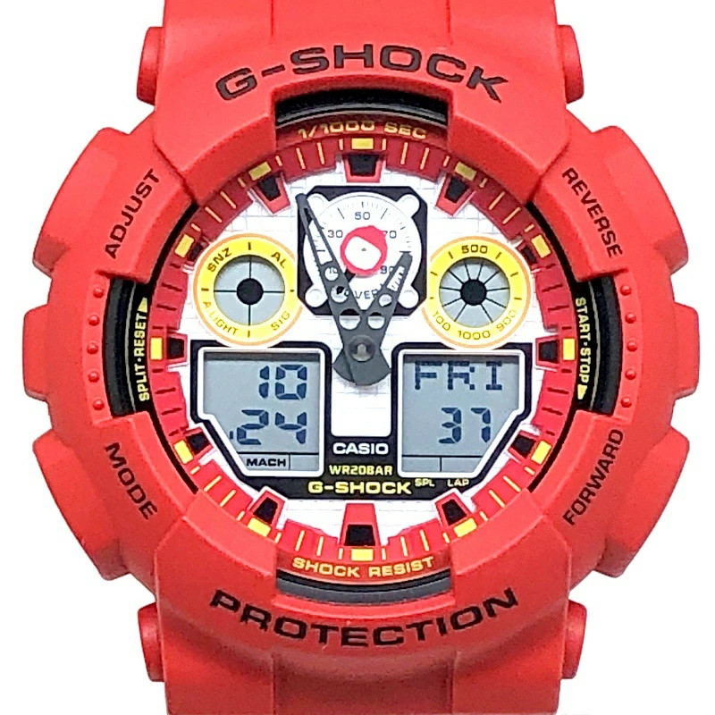 G SHOCK G Shock CASIO Casio Wristwatch GA 100DA 4A DARUMA Big Case LED Light Bla