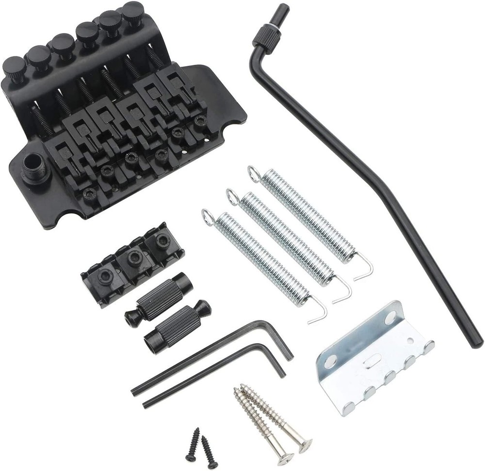 Black Double Locking Tremolo Bridge for Electric Guitars - Easy Install