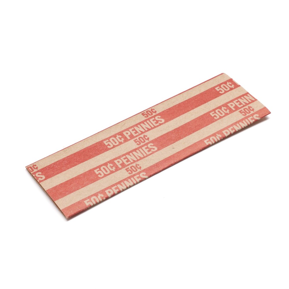 Flat Coin Wrapper Penny $.50 Cent Red Rolls 250 pcs
