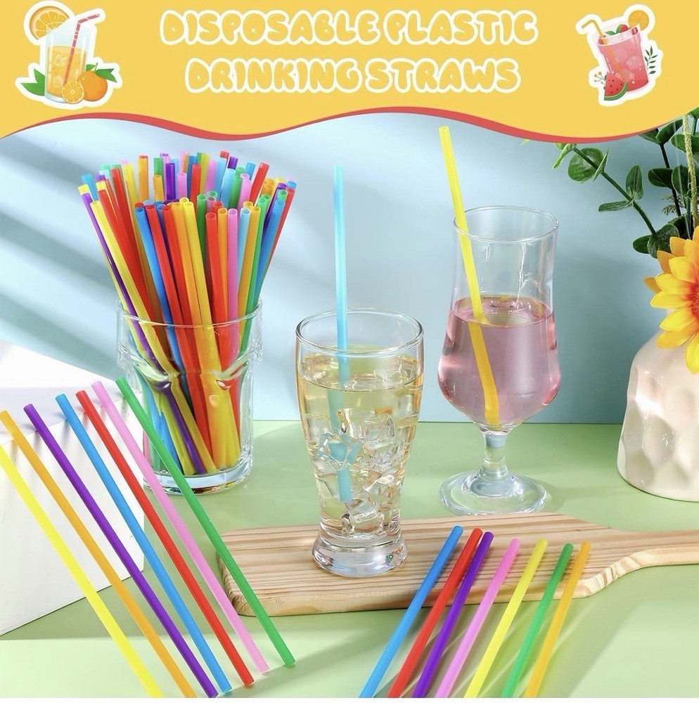 3000 Pcs Disposable Drinking Straws Assorted Colors