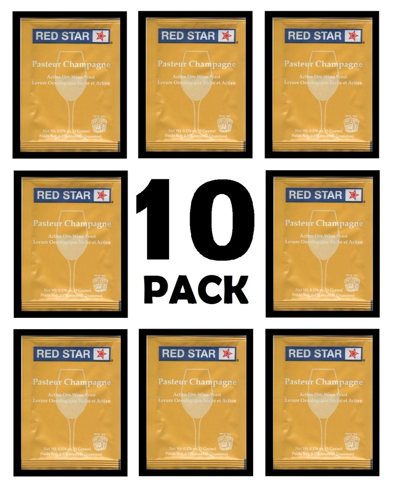 WINE YEAST 10 PK RED STAR PREMIER BLANC PASTEUR SODA CHAMPAGNE CIDER MOONSHINE