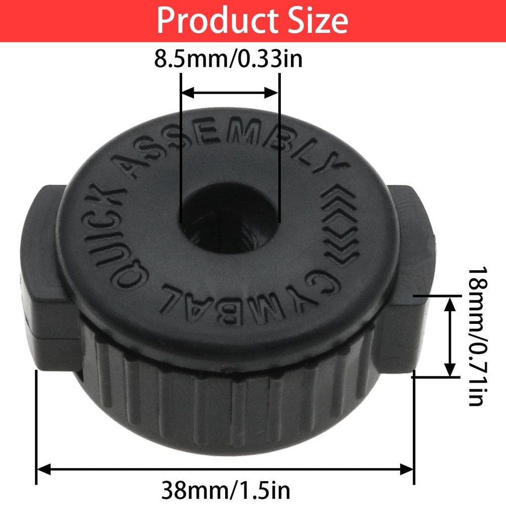 8-Pack Drum Cymbal Nuts, 8mm Plastic Quick Release Cymbal Nut, Black