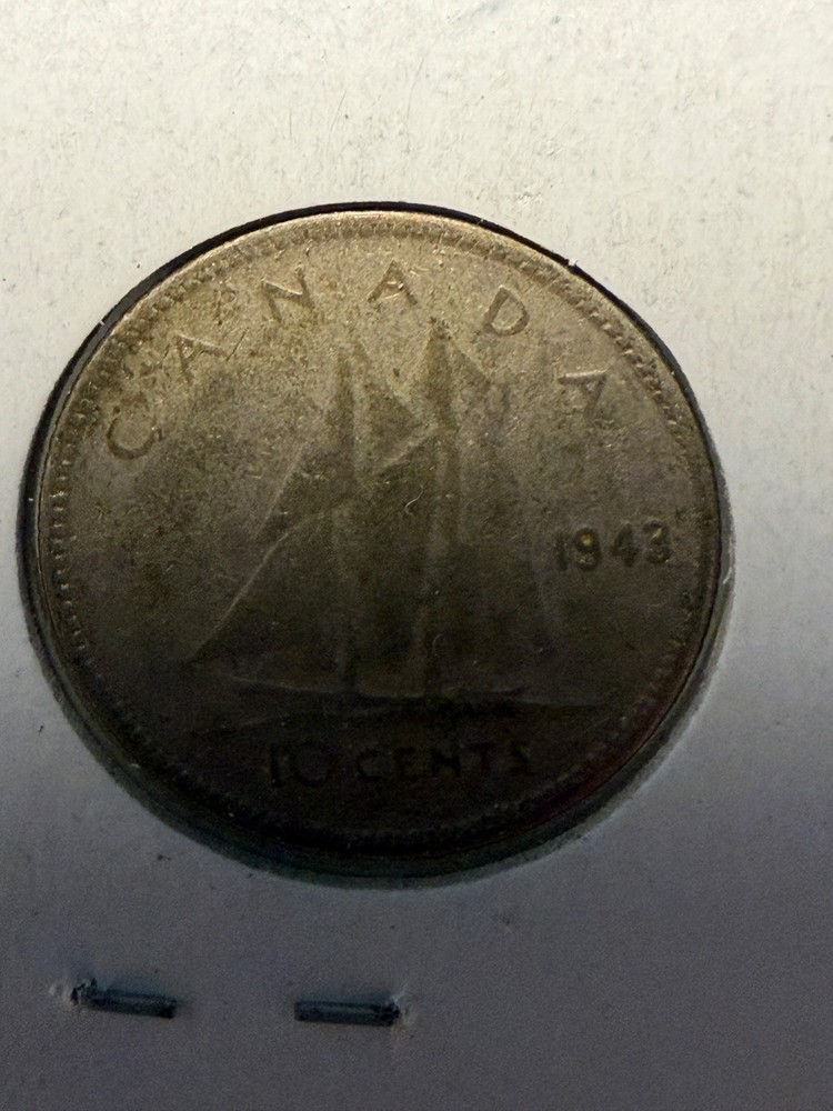 1943 Canadian 10-cent silver coin