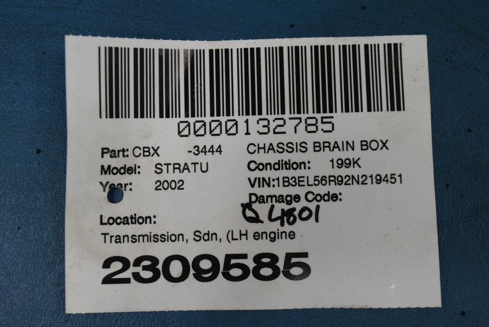 2002 DODGE STRATUS TRANSMISSION CONTROL MODULE 04896789AD
