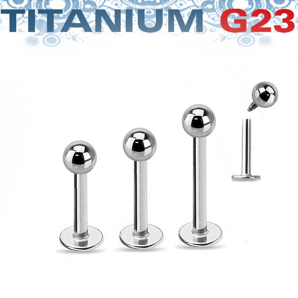 G23 Titanium Internally Threaded Labret Monroe Tragus Stud 16G 14G 1/4"- 1/2"