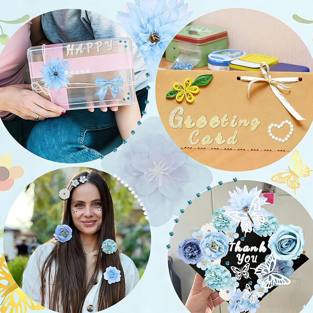 69 Pcs Graduation Cap Decorations Kits, Grad Topper Blue