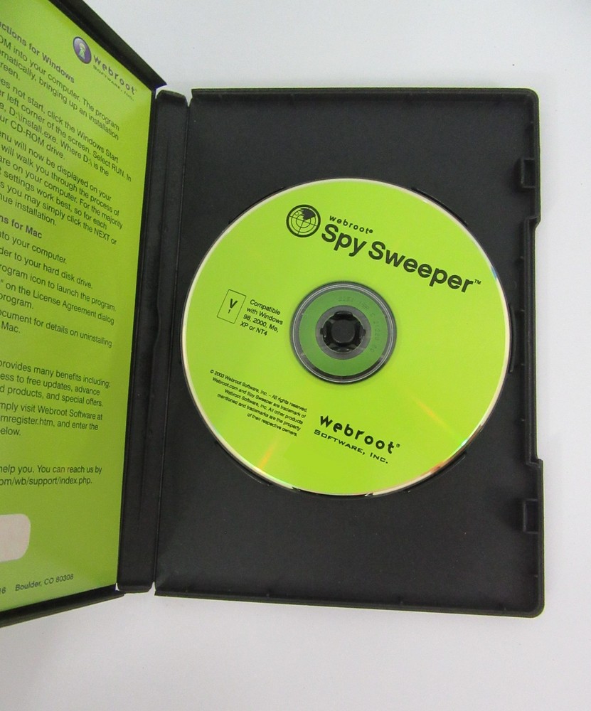 Webroot Spy Sweeper 2003 PC Software CD-ROM Windows 98/2000/XP - UNTESTED