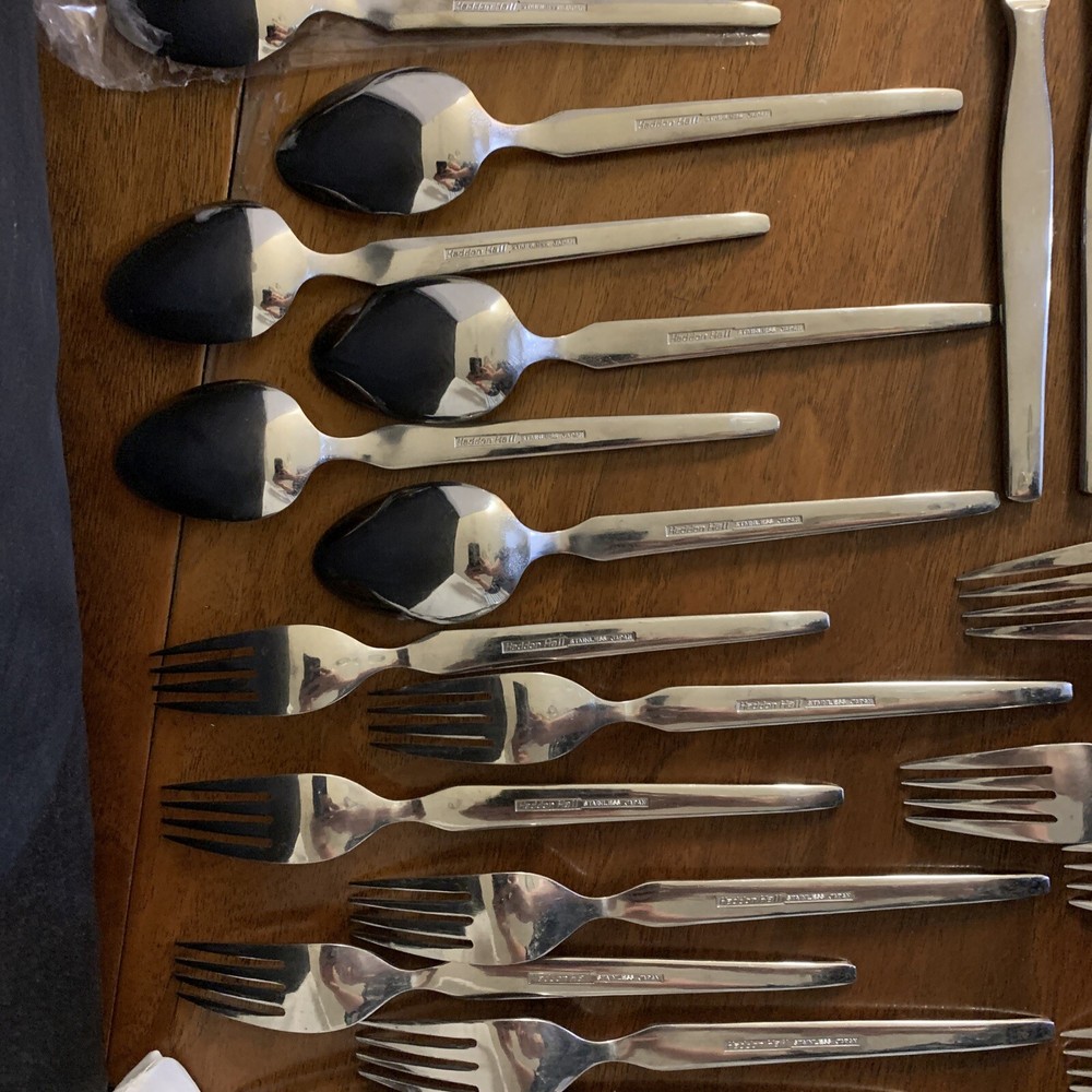 Haddon Hall MCM Modern Stainless Silverware Flatware 48pc Serving Pcs Japan
