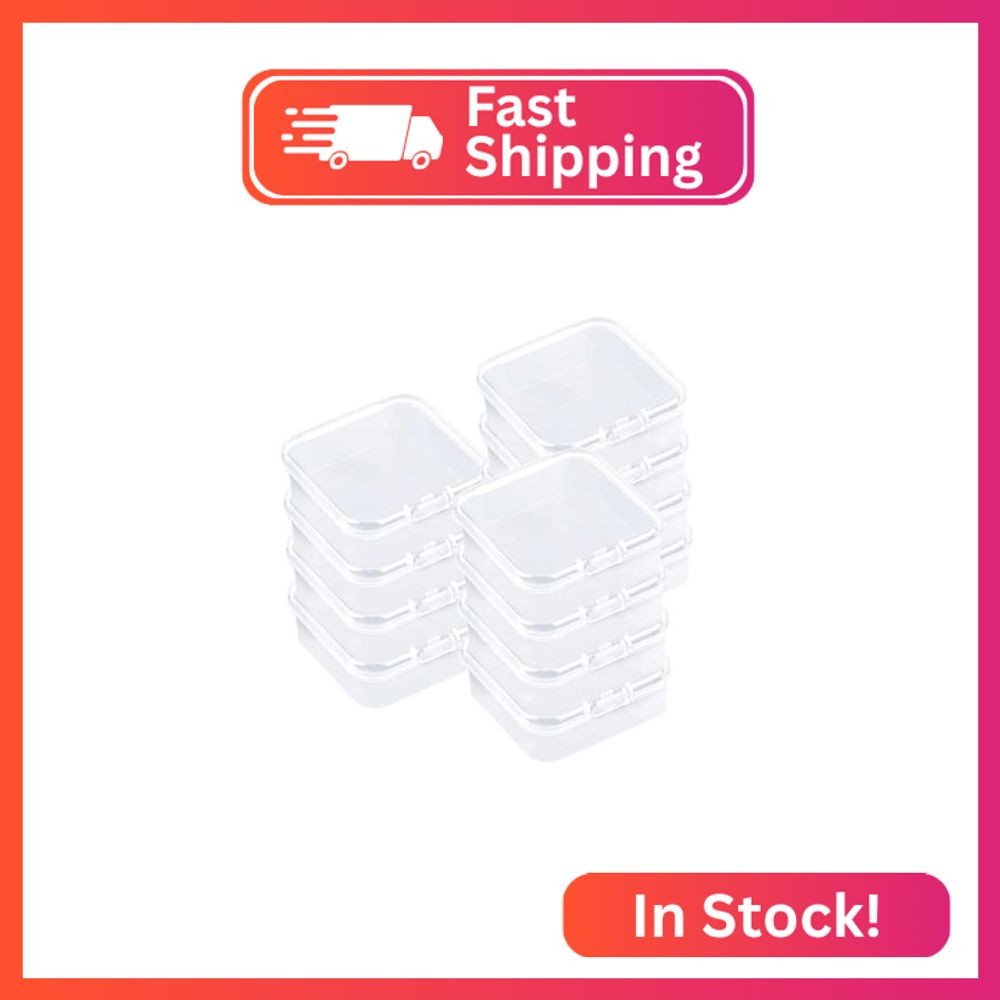 DKAOVH 12 Pieces Small Clear Plastic Beads Storage Container and Organizer Trans
