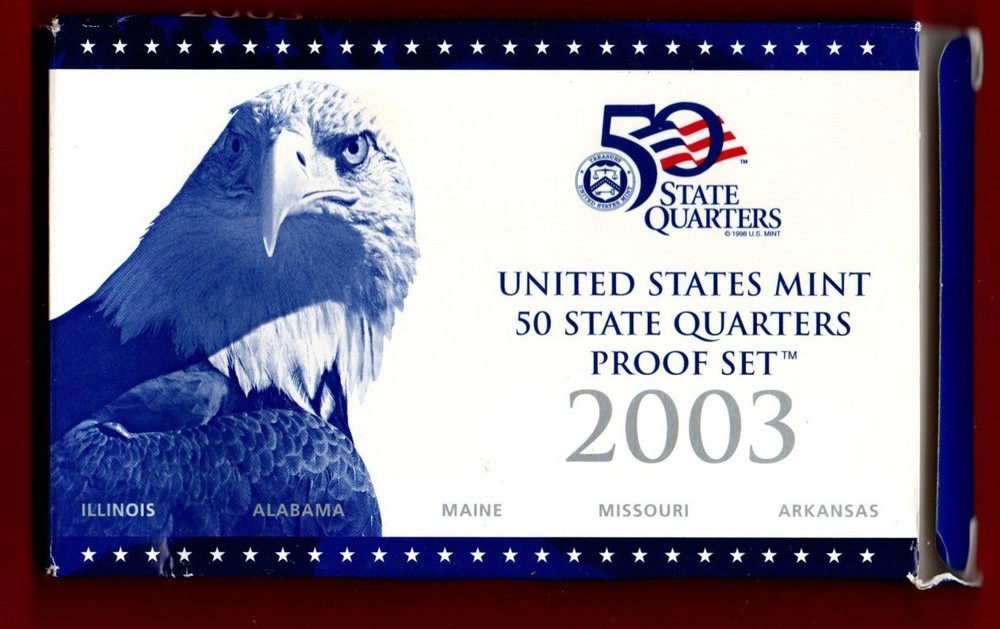 2003 State Quarter Clad Proof Set U.S. Mint Packaging OGP COA