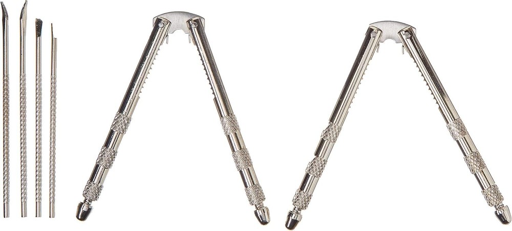 Compact Stainless Steel Nut Cracker Set with 2 Crackers & 4 Picks - White