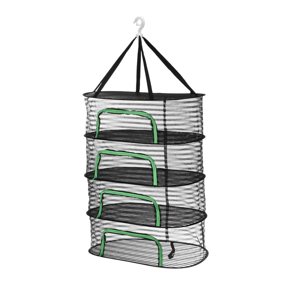 Herb Drying Rack, 24" 4-Layer Hanging Drying Mesh Net, Black